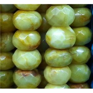olive crazy agate beads, faceted rondelle, approx 8x12mm, 15.5 inches