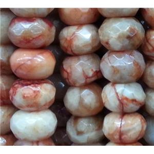 red crazy agate bead, faceted rondelle, approx 8x12mm, 15.5 inches