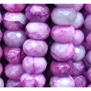 crazy agate bead, faceted rondelle, purple, approx 8x12mm, 15.5 inches