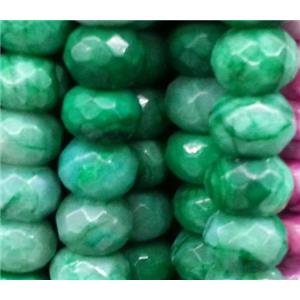crazy agate bead, faceted rondelle, green, approx 8x12mm, 15.5 inches