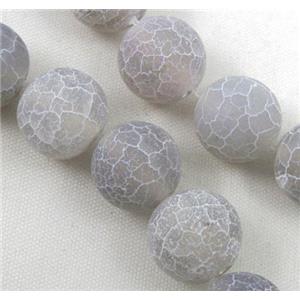 grey frosted Crackle Agate Beads, round, 6mm dia, approx 66pcs per st