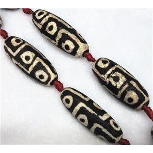 tibetan style agate beads, barrel, rough, approx 14x40mm, 8pcs per st