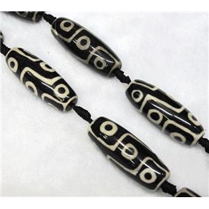 tibetan style agate beads, barrel, approx 14x40mm, 8pcs per st