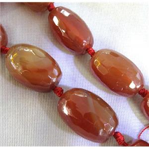 red agate beads, faceted barrel, approx 18x28mm, 15.5 inches
