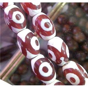 tibetan style Agate Bead, barrel, red, approx 10x14mm