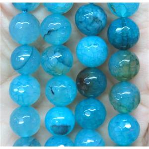 Blue Agate Beads Faceted Round Dye, approx 10mm dia