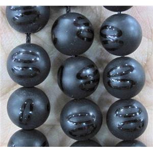black onyx agate beads, matte, round, approx 8mm dia