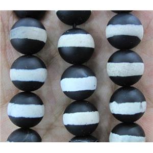 tibetan style black matte Agate Beads, round, approx 12mm dia