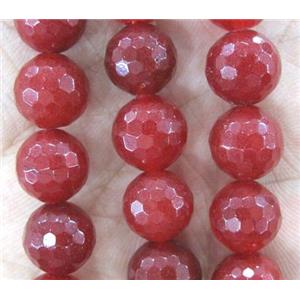 red agate beads, faceted round, approx 12mm dia