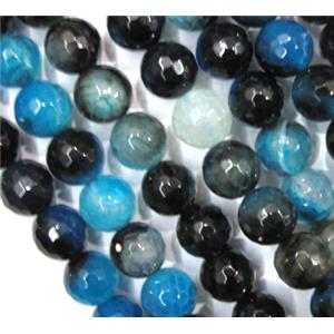 faceted round blue Agate Beads, 6mm dia, approx 66pcs per st