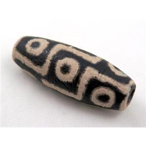 natural tibetan Dzi bead, barrel, approx 15x40mm