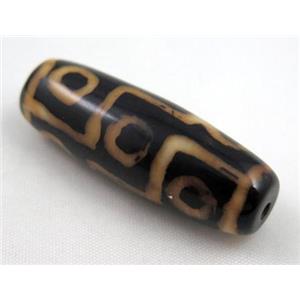 natural tibetan Dzi beads, barrel, approx 14x40mm
