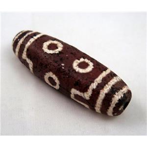 natural tibetan Dzi beads, flat barrel, brown, approx 20x55mm