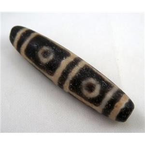 natural tibetan Dzi beads, barrel, approx 14x55mm
