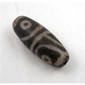natural tibetan Dzi beads, barrel, black, approx 16x35mm