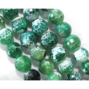 green Fire Agate beads, faceted round, 12mm dia, approx 33pcs per st