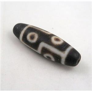 natural tibetan Dzi beads, black, barrel, approx 16x35mm
