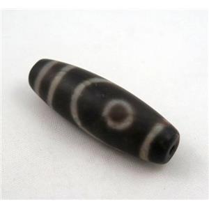 natural tibetan Dzi beads, barrel, black, approx 16x35mm