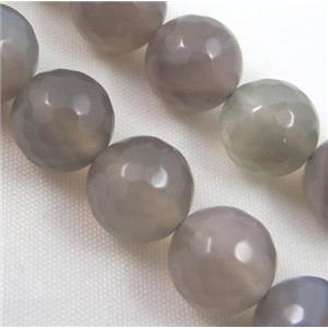 grey agate beads, faceted round, approx 8mm dia, 15.5 inches