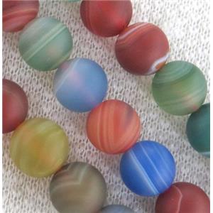 round matte striped agate beads, mixed color, approx 10mm dia