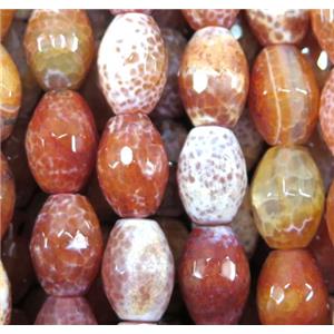 fired agate beads, faceted barrel, orange, approx 13x18mm, 15.5 inches