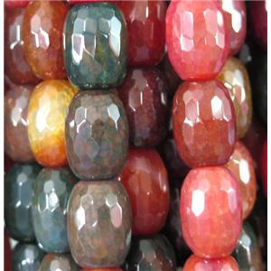 dragon veins agate bead, faceted barrel, mixed color, approx 13x18mm, 15.5 inches