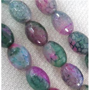 dragon veins agate bead, faceted barrel, colorful, approx 13x18mm, 15.5 inches