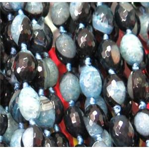 blue druzy agate beads, faceted barrel, approx 13x18mm, 15.5 inches