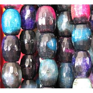 agate bead, faceted barrel, colorful, approx 13x18mm, 15.5 inches