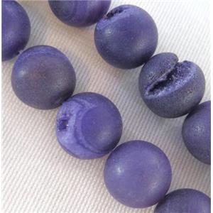 round purple Frosted Agate Druzy Beads, approx 8mm dia
