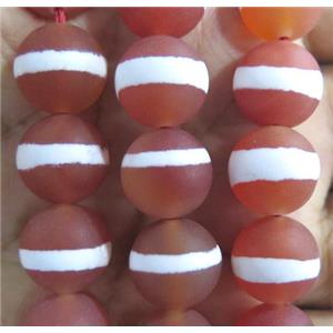 Round Matte Red Tibetan Agate Beads Line, approx 12mm dia