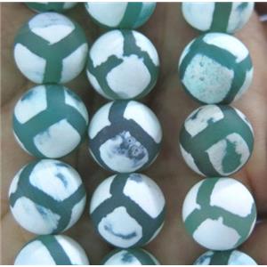 round matte Tibetan tortoise Agate Beads, green, approx 8mm dia