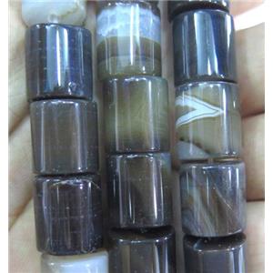 agate beads, black, heishi, approx 13x14mm
