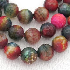 dichromatic Agate Beads, colorful, faceted round, approx 12mm dia