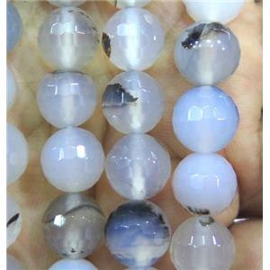 Natural Heihua Agate beads, faceted round, approx 12mm dia
