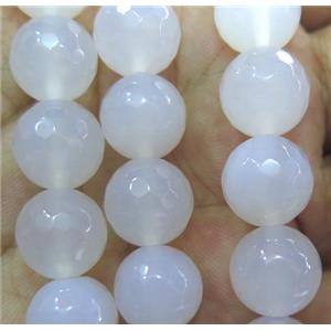 Natural White Agate Beads, faceted round, approx 8mm dia