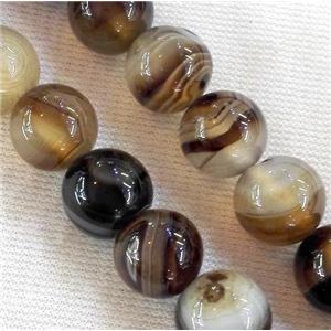 round coffe stripe agate beads, approx 8mm dia, 15.5 inches