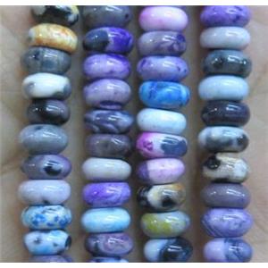 Dichromatic rondelle Agate beads, mixed color, approx 4x6mm