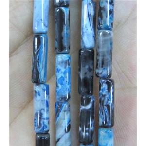 Dichromatic Agate beads, tube, blue, approx 4x13mm