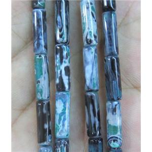 Dichromatic Agate beads, tube, green, approx 4x13mm