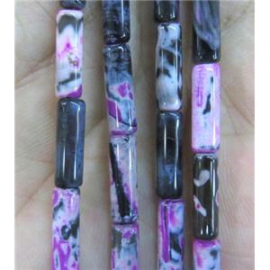Dichromatic Agate beads, tube, hotpink, approx 4x13mm