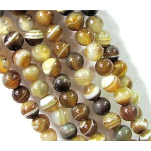 coffee Stripe Agate Beads, round, 10mm dia, approx 40pcs per st