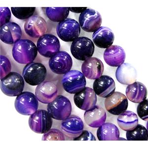 round purple Stripe Agate Beads, 8mm dia, approx 50pcs per st