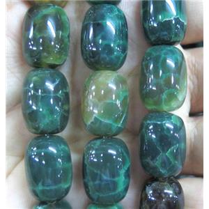green Fire Agate Beads, barrel, approx 15-20mm