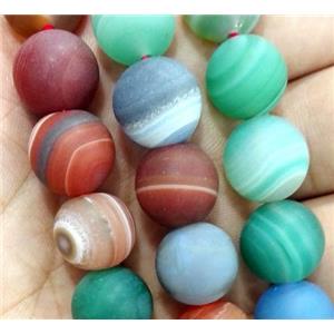 round matte stripe agate beads in mix color, approx 12mm dia, 31pcs per st