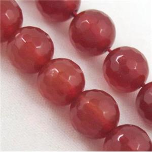 red agate beads, faceted round, approx 8mm dia, 48pcs per st