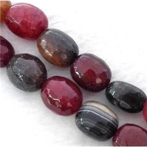 agate beads, faceted oval, mix color, approx 10-16mm