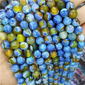 Blue Dichromatic Agate Beads, faceted round, approx 10mm dia, 15.5 inches