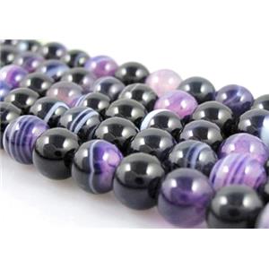 round purple Stripe Agate Beads, 10mm dia, approx 40pcs per st