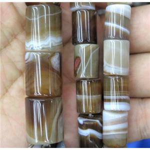 coffee stripe agate tube beads, approx 10x14mm